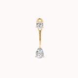 Nara pear diamond ear jacket earrings in solid yellow gold by Anate, front view variant--0.25ct