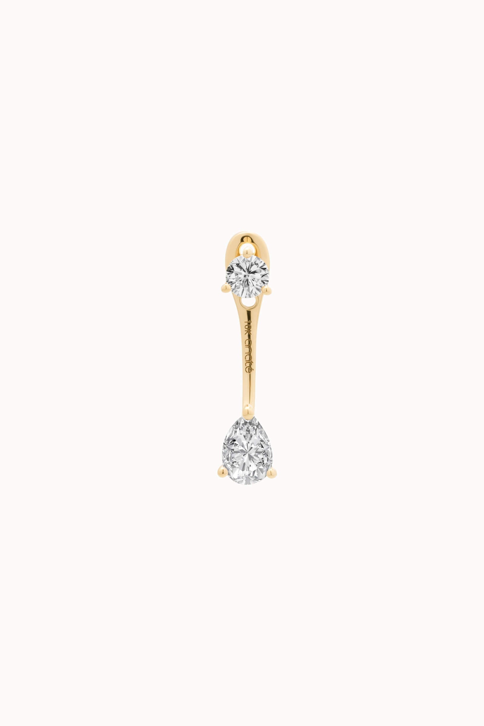Pear Diamond Ear Jacket Earrings - Solid Yellow Gold - Nara