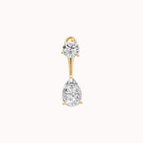Nara pear diamond ear jacket earrings in solid yellow gold by Anate, front view variant--0.50ct