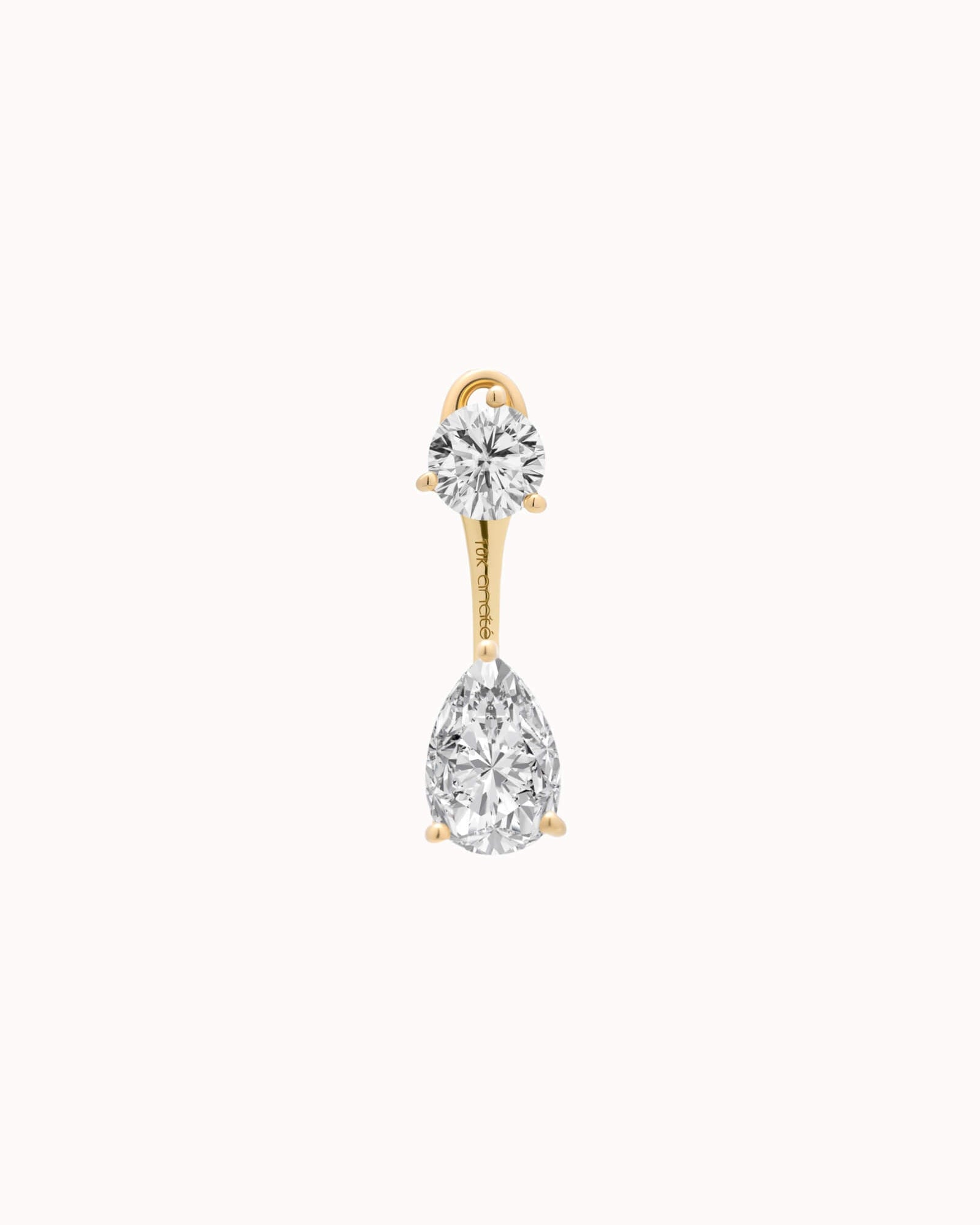 Pear Diamond Ear Jacket Earrings - Solid Yellow Gold - Nara