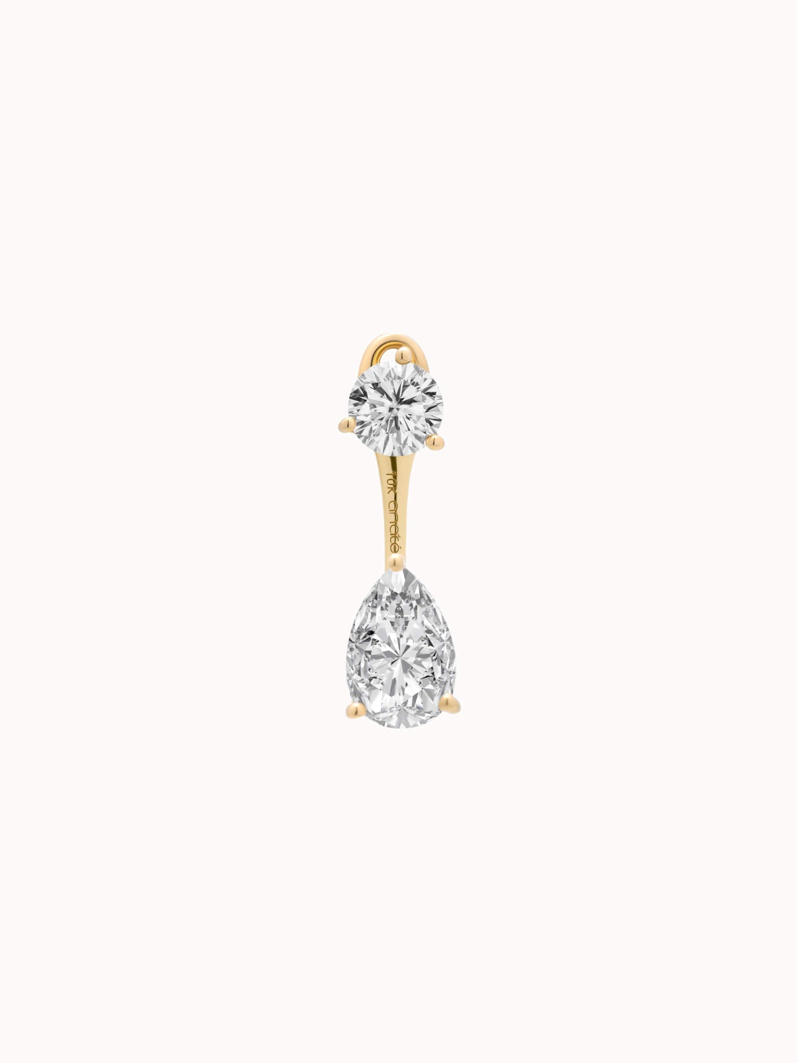 Pear Diamond Ear Jacket Earrings - Solid Yellow Gold - Nara