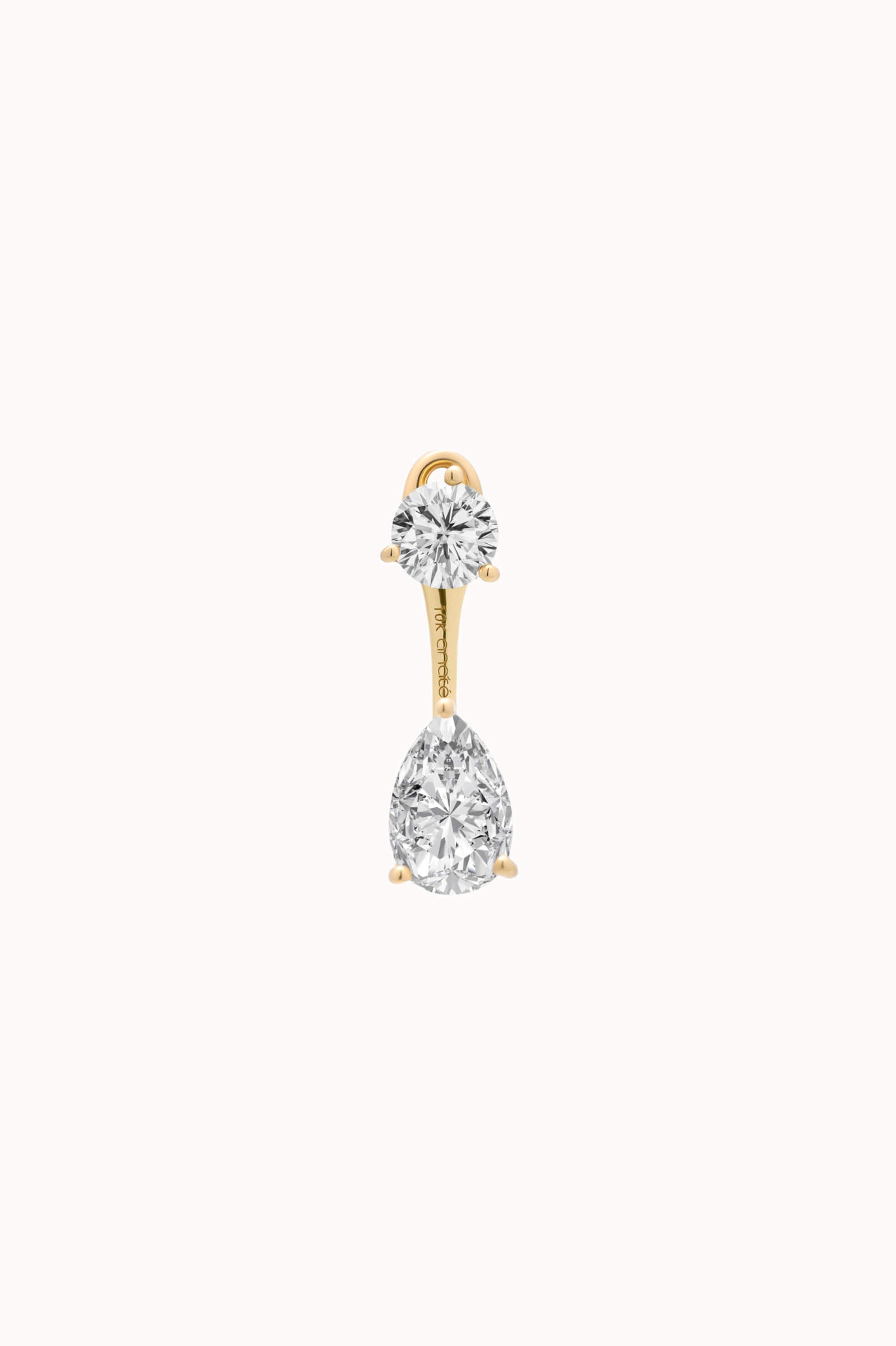 Pear Diamond Ear Jacket Earrings - Solid Yellow Gold - Nara