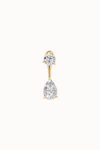 Pear Diamond Ear Jacket Earrings - Solid Yellow Gold - Nara