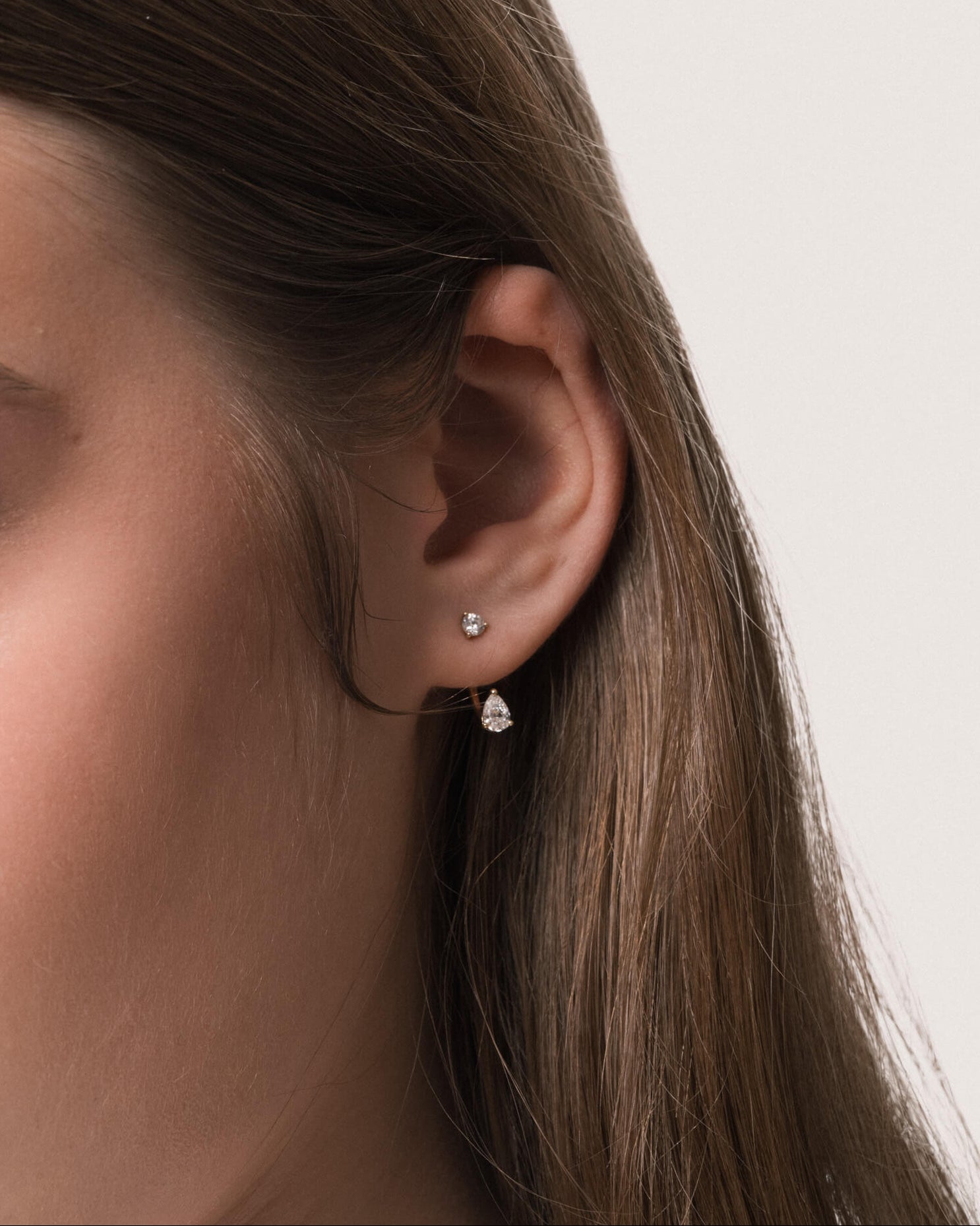 Pear Diamond Ear Jacket Earrings - Solid Yellow Gold - Nara