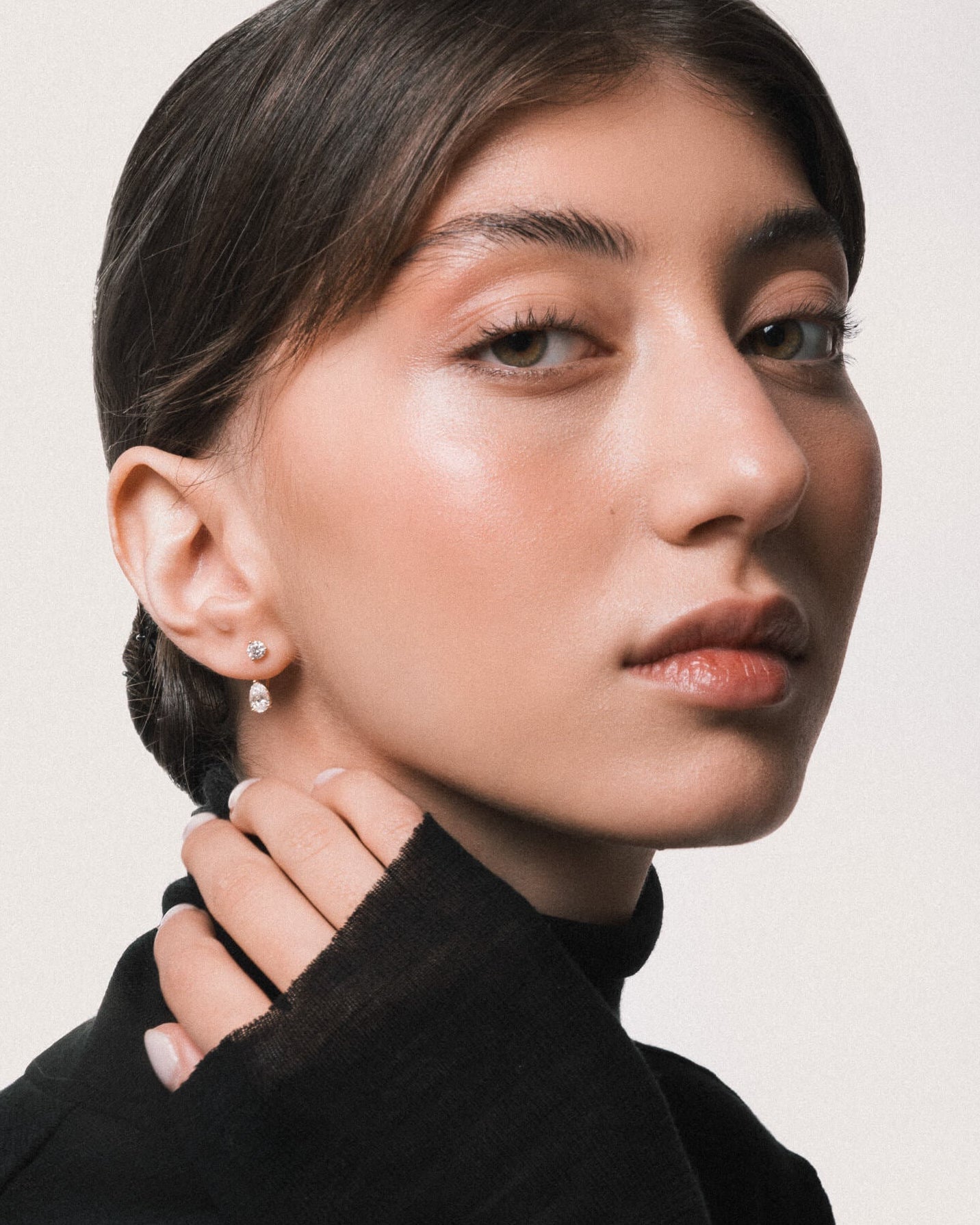 Pear Diamond Ear Jacket Earrings - Solid Yellow Gold - Nara
