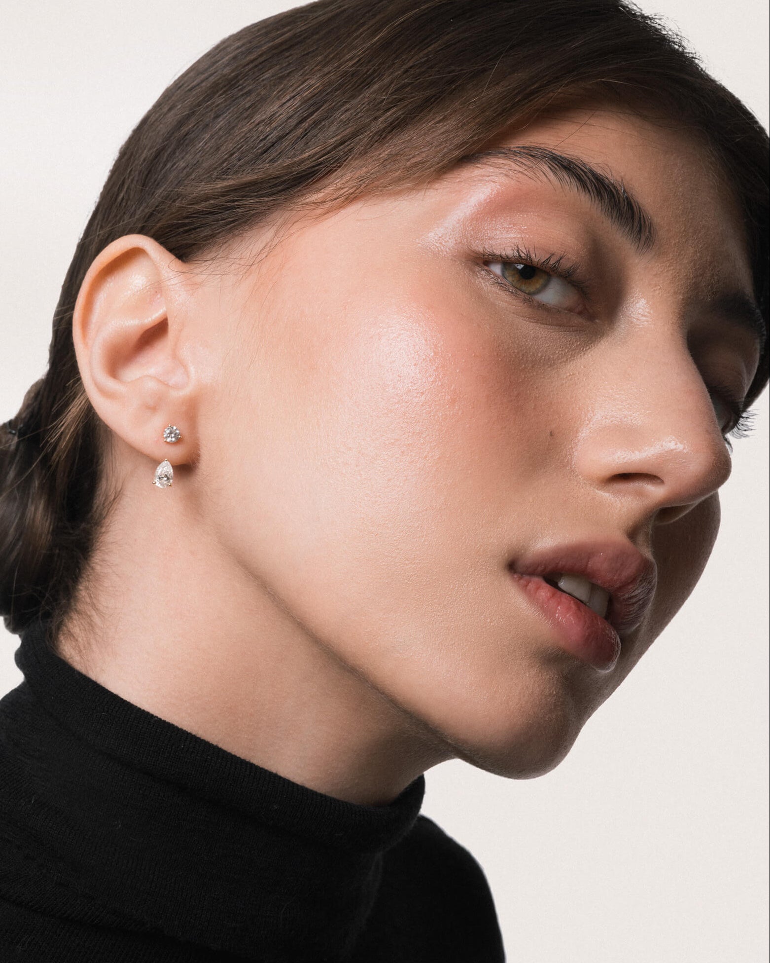 Pear Diamond Ear Jacket Earrings - Solid Yellow Gold - Nara