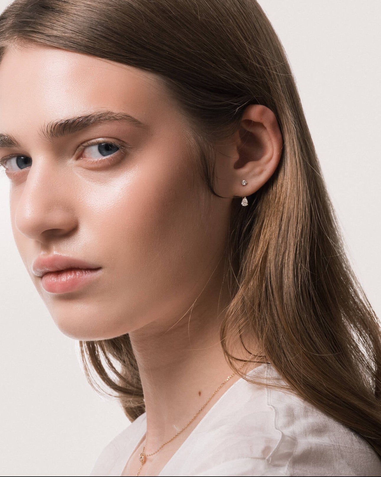 Pear Diamond Ear Jacket Earrings - Solid Yellow Gold - Nara