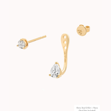 Nara pear diamond ear jacket earrings in solid yellow gold by Anate, matched pair, front view variant--0.25ct