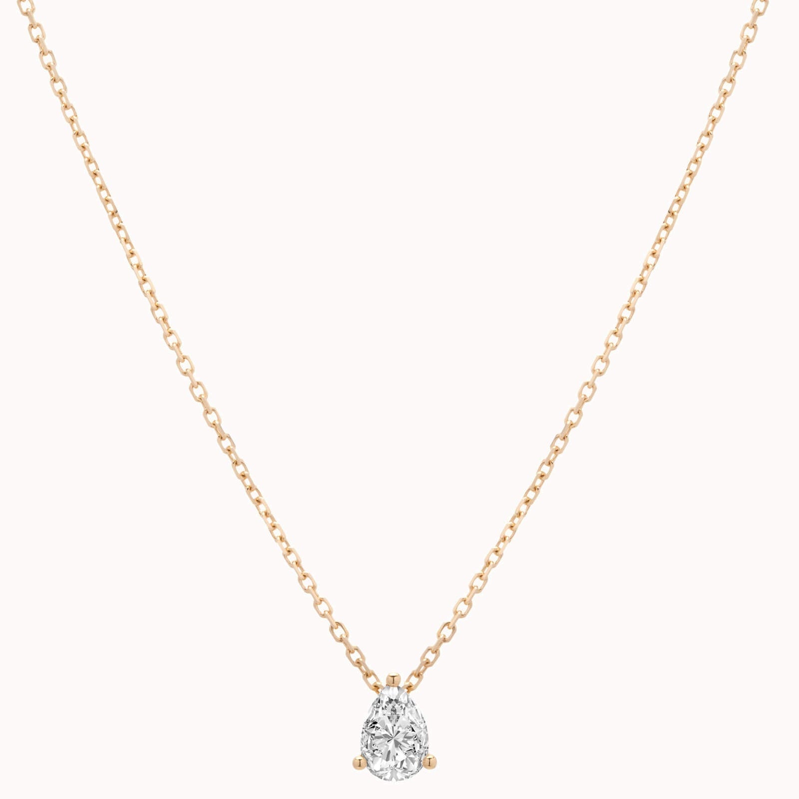 Liora pear diamond pendant in solid yellow gold by Anate, front view