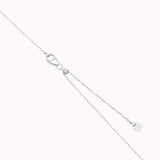 Kaia pear diamond tie necklace in solid white gold by Anate, close-up of the chain