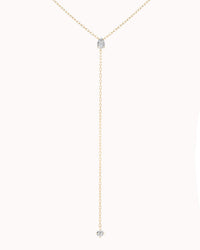 Pear Diamond Tie Necklace - Solid Yellow Gold - Kaia