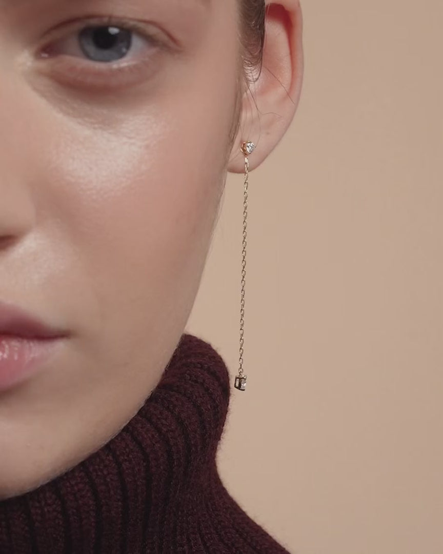 Lina heart diamond drop earrings in solid yellow gold by Anaté, product video