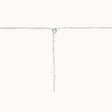 Elara reversible oval diamond pendant in solid white gold by Anate, close-up of the chain