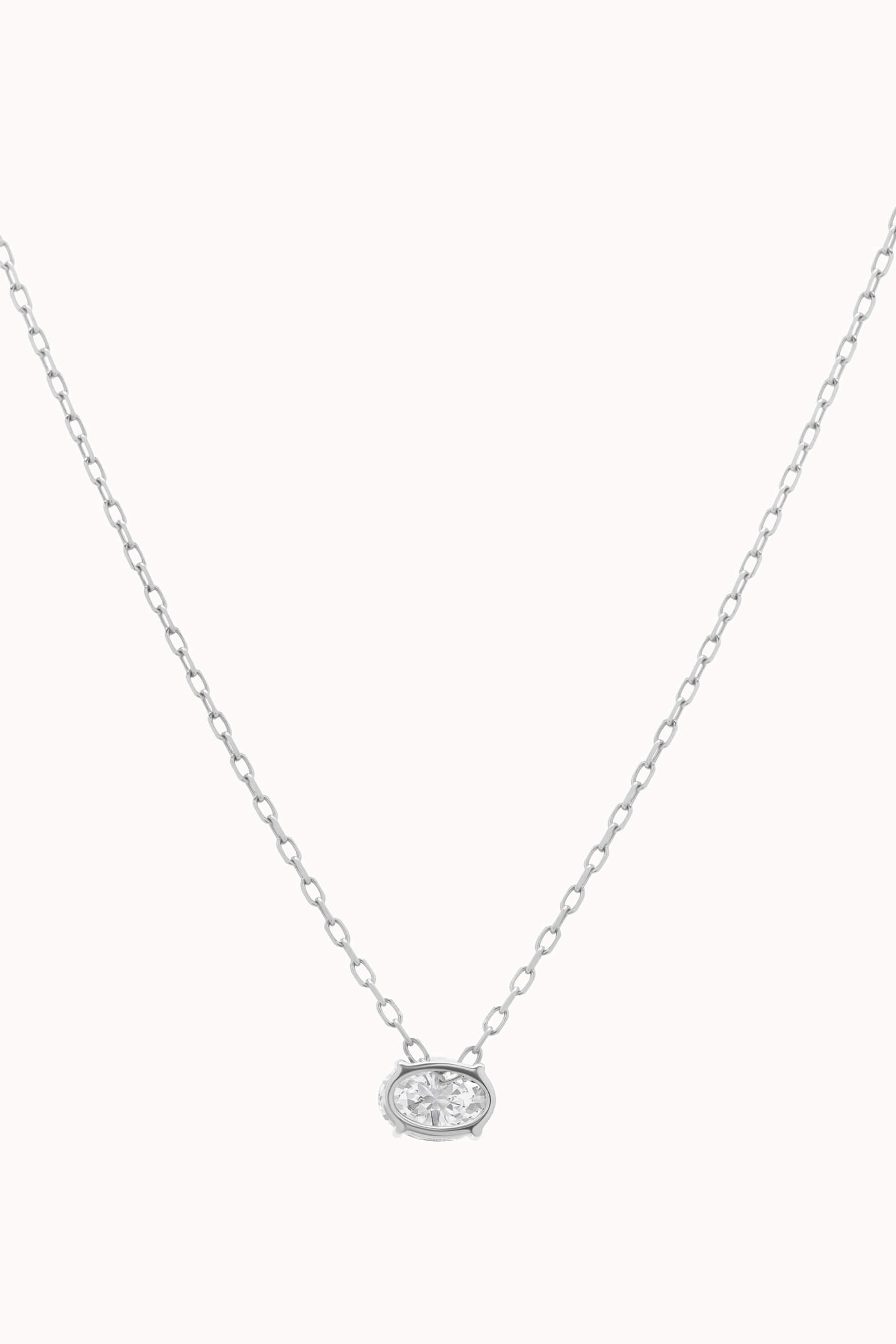 Elara reversible oval diamond pendant in solid white gold by Anate, front view