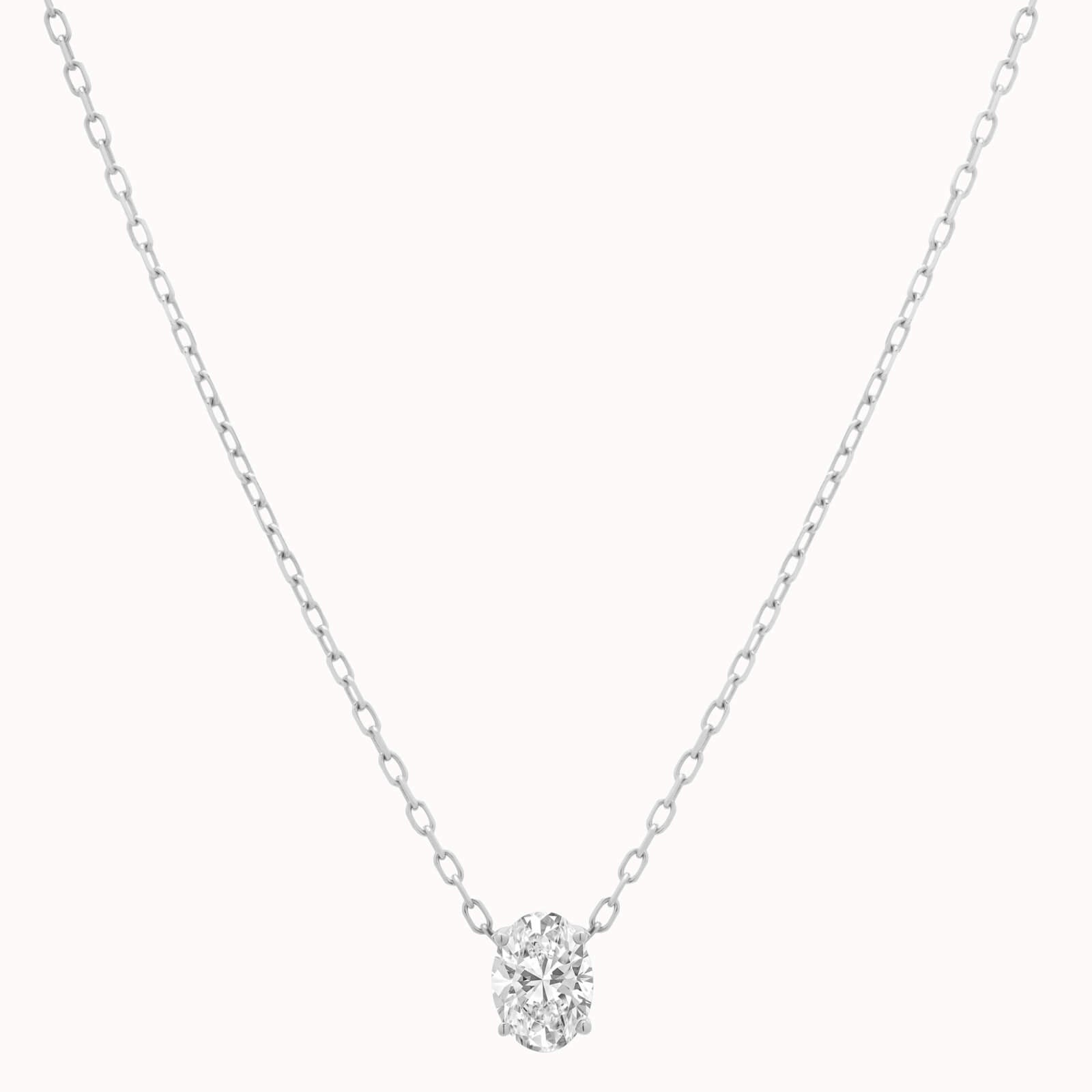 Elara reversible oval diamond pendant in solid white gold by Anate, front view