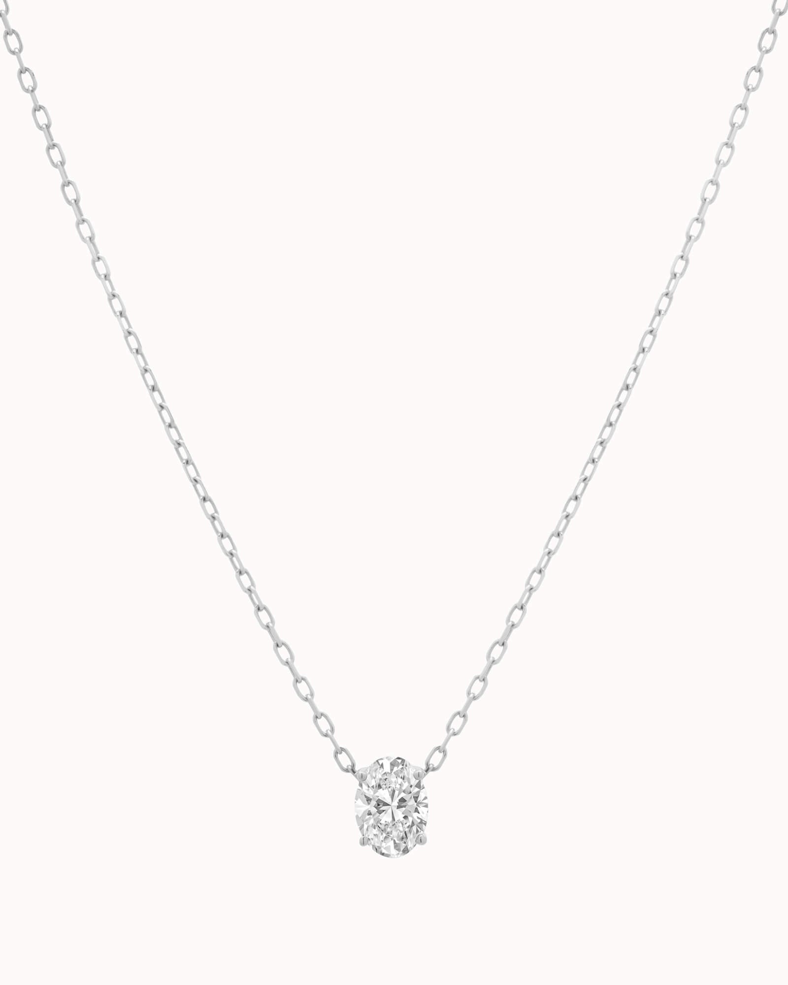 Elara reversible oval diamond pendant in solid white gold by Anate, front view