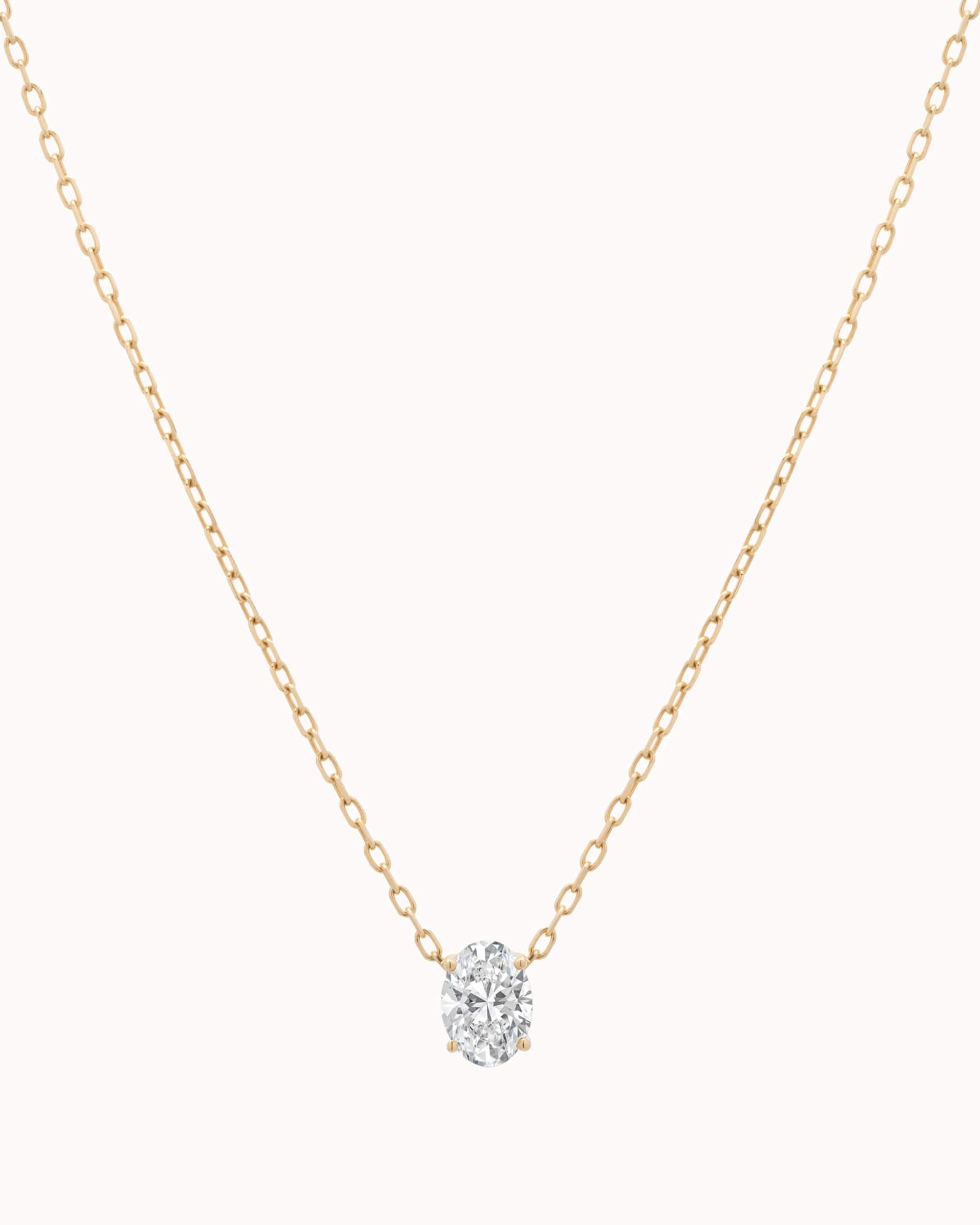 Elara reversible oval diamond pendant in solid yellow gold by Anate, front view