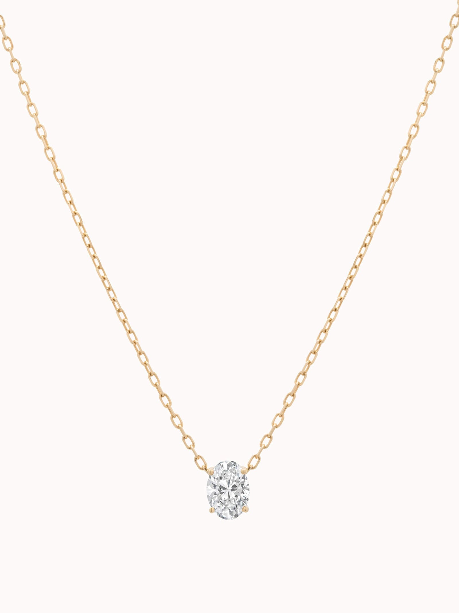 Elara reversible oval diamond pendant in solid yellow gold by Anate, front view