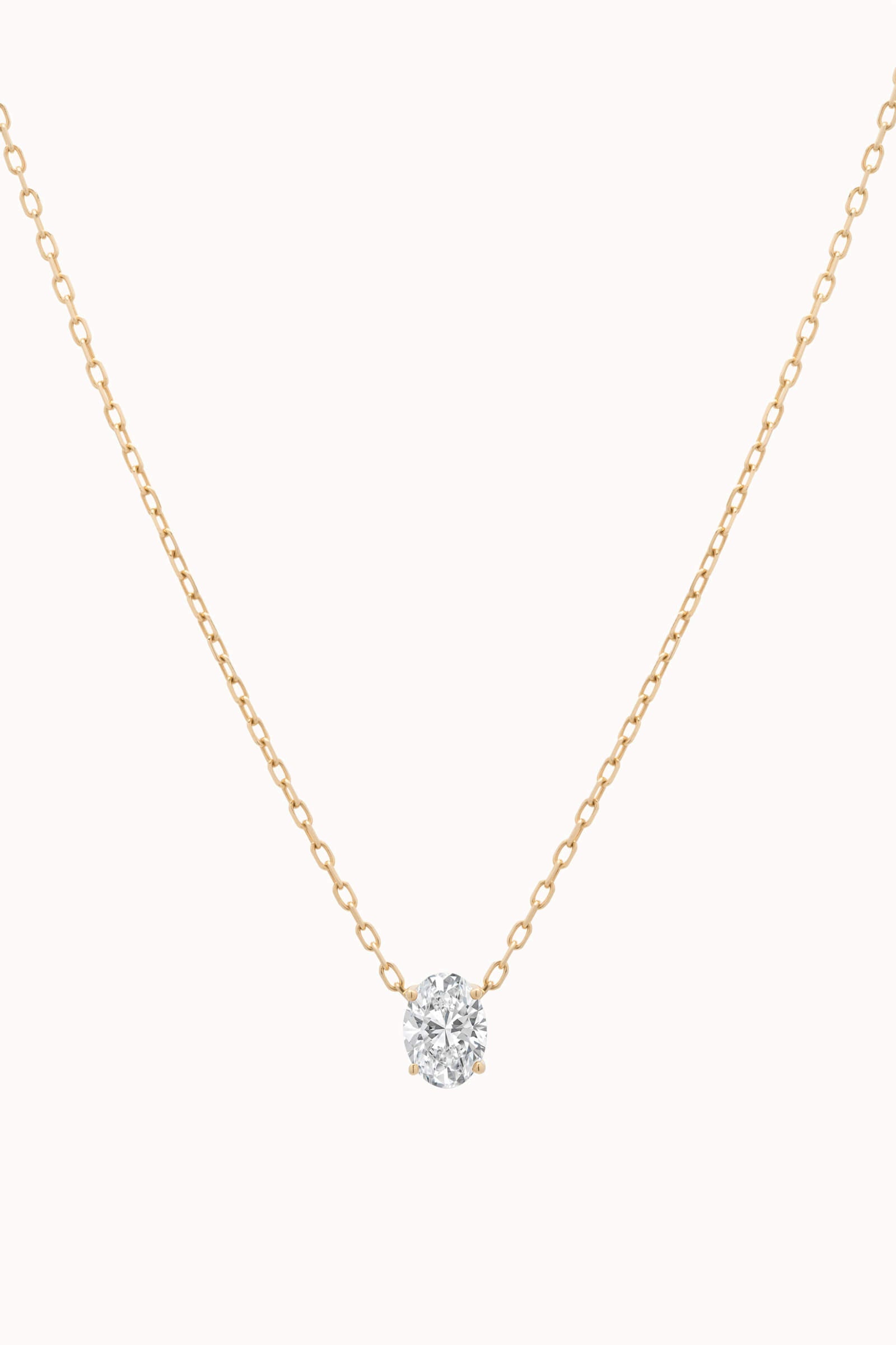 Elara reversible oval diamond pendant in solid yellow gold by Anate, front view