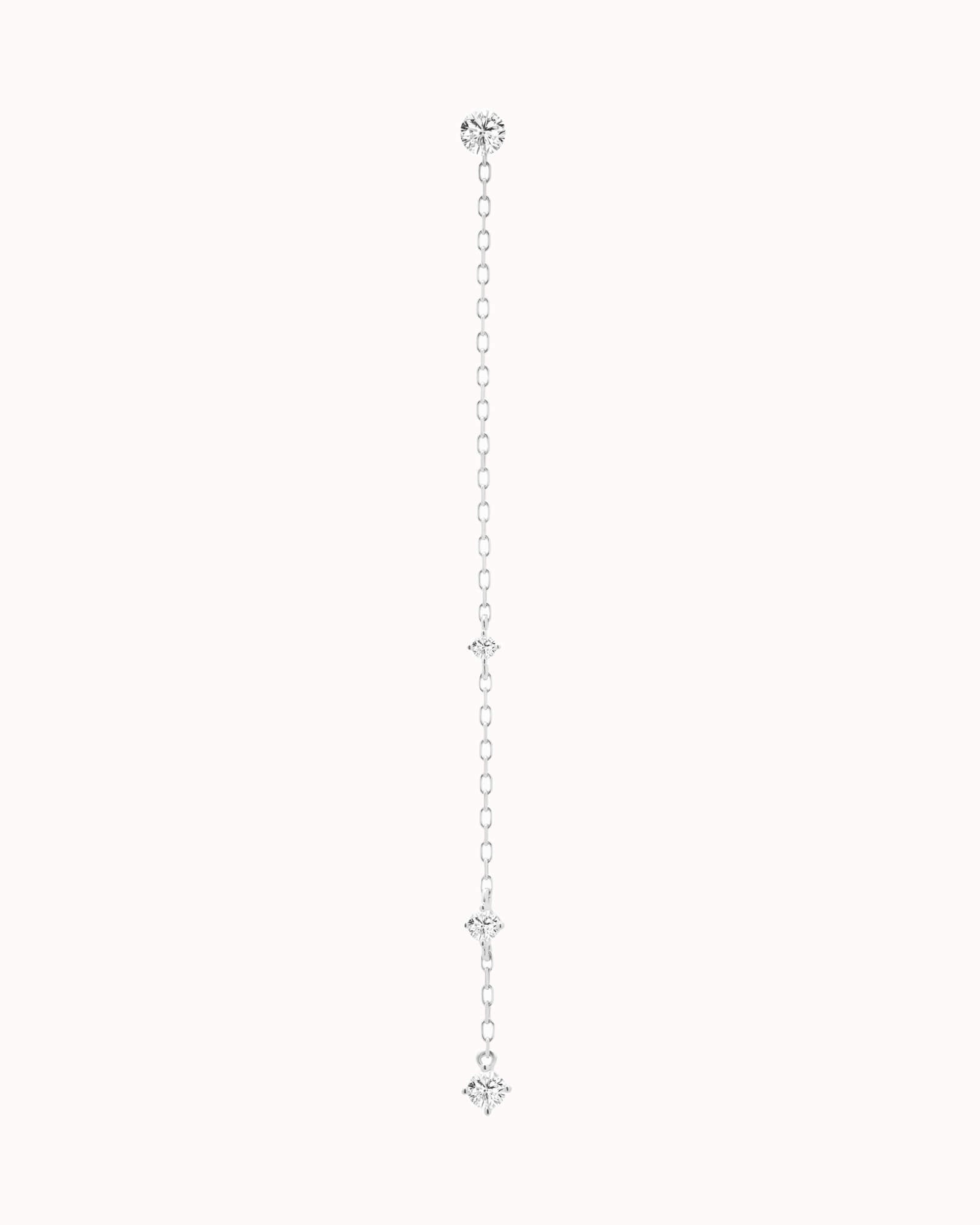 Aura round diamond drop earrings in solid white gold by Anate, front view