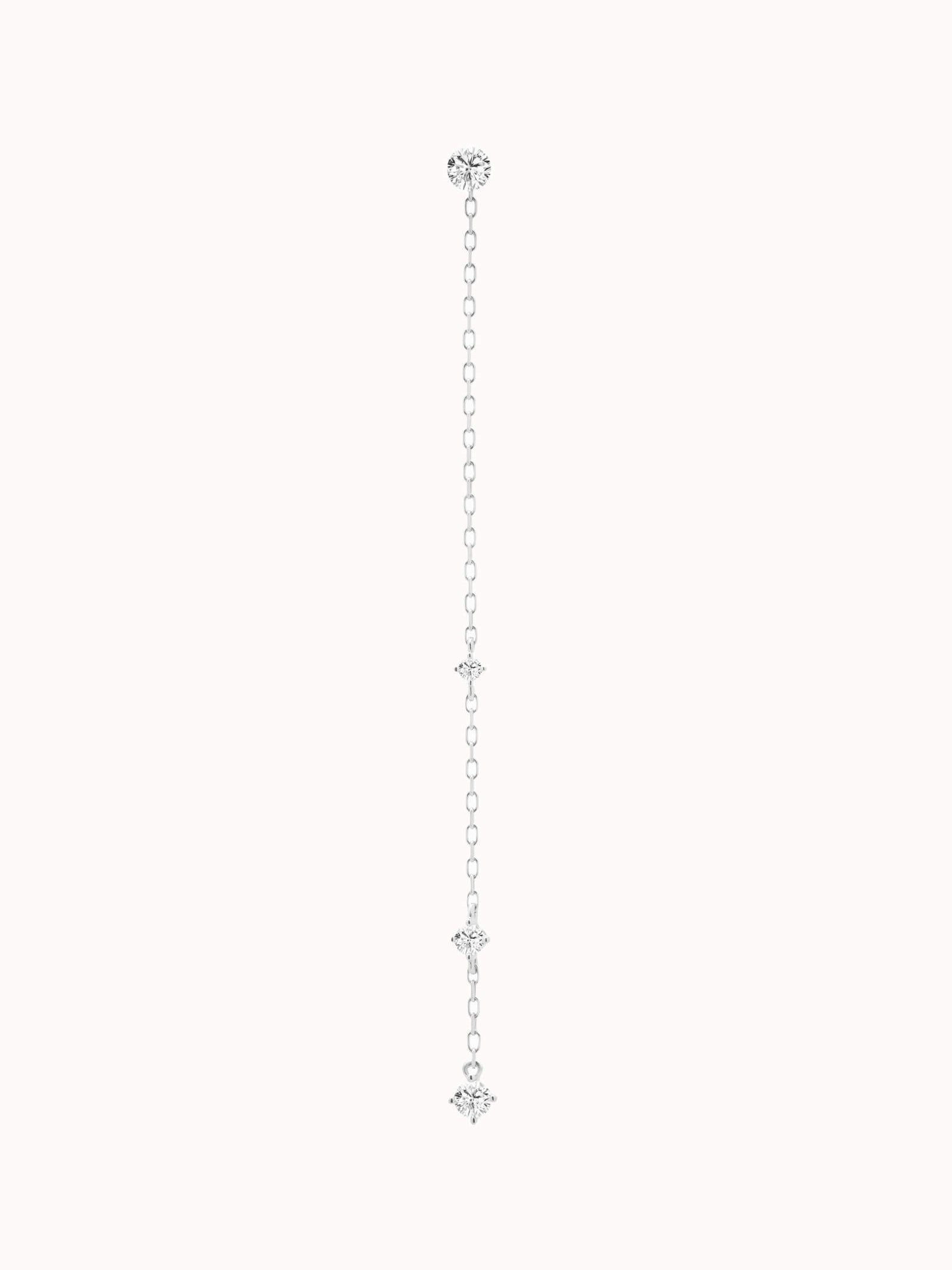 Aura round diamond drop earrings in solid white gold by Anate, front view