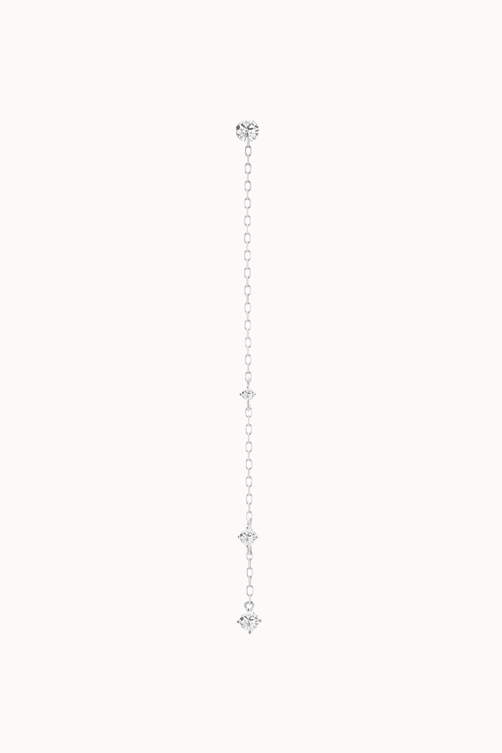 Aura round diamond drop earrings in solid white gold by Anate, front view