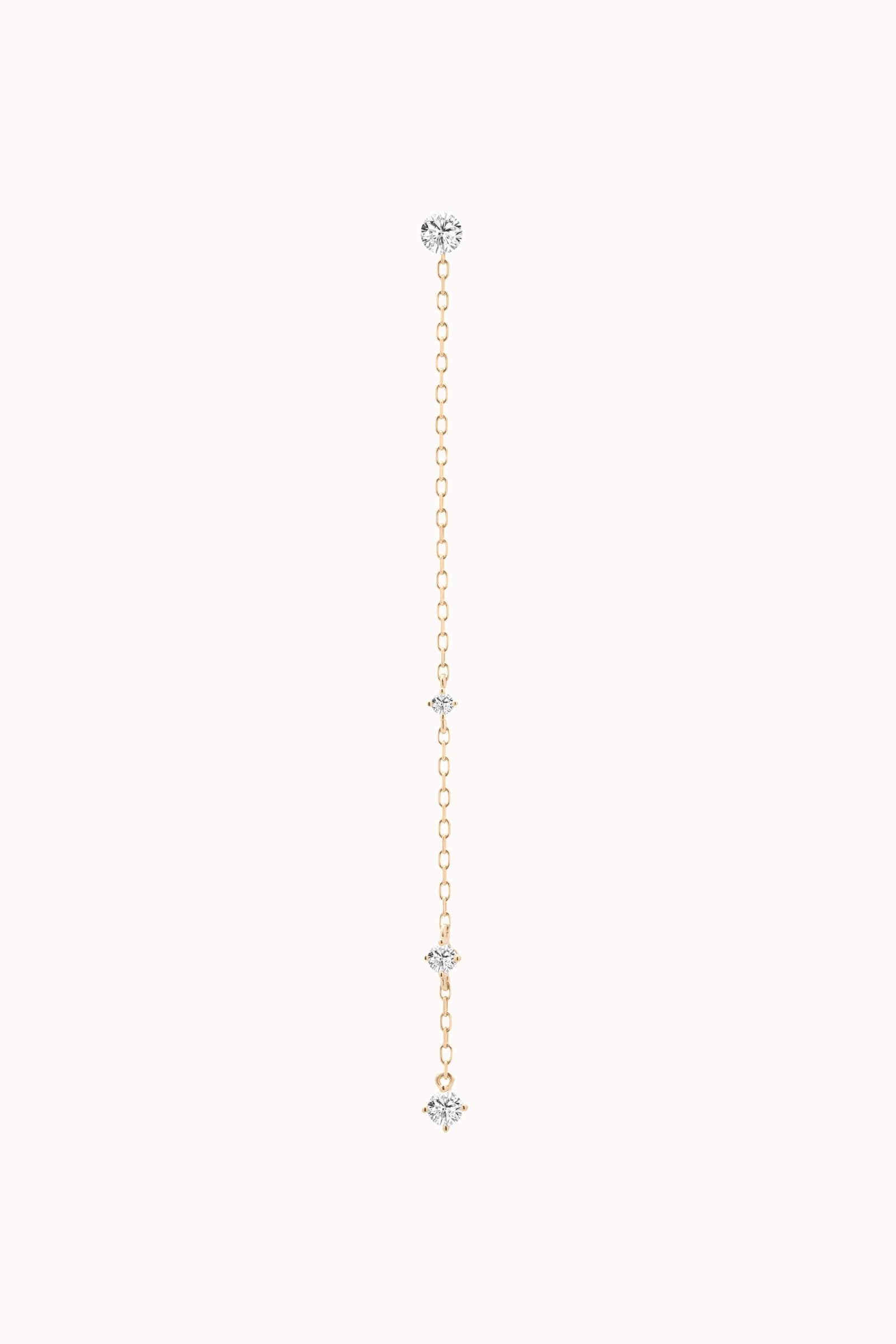 Aura round diamond drop earrings in solid yellow gold by Anate, front view