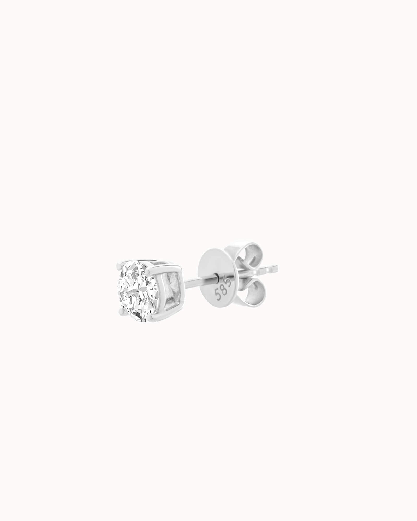 Round Diamond Stud Earrings - Solid White Gold - Astra