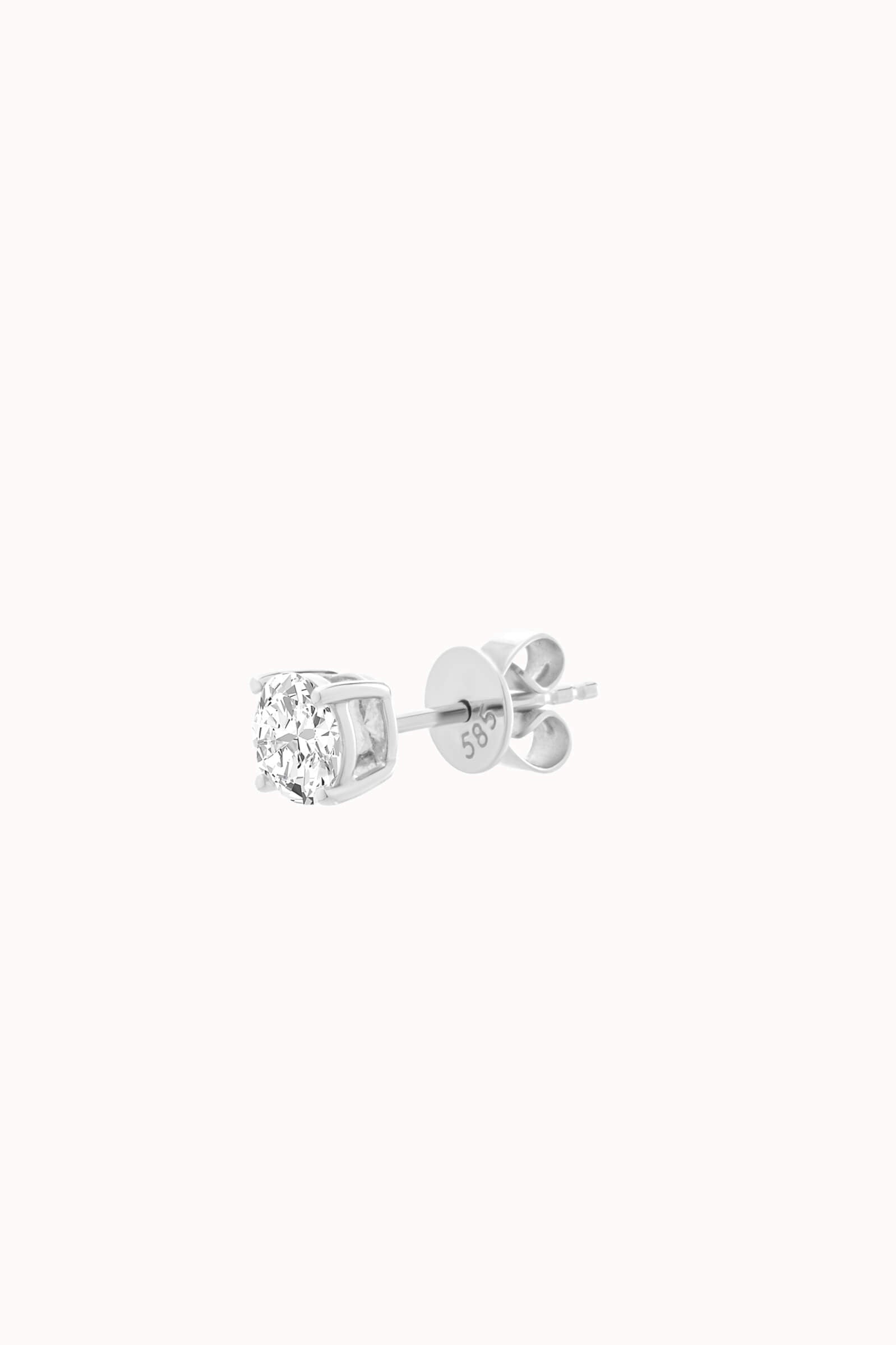 Round Diamond Stud Earrings - Solid White Gold - Astra