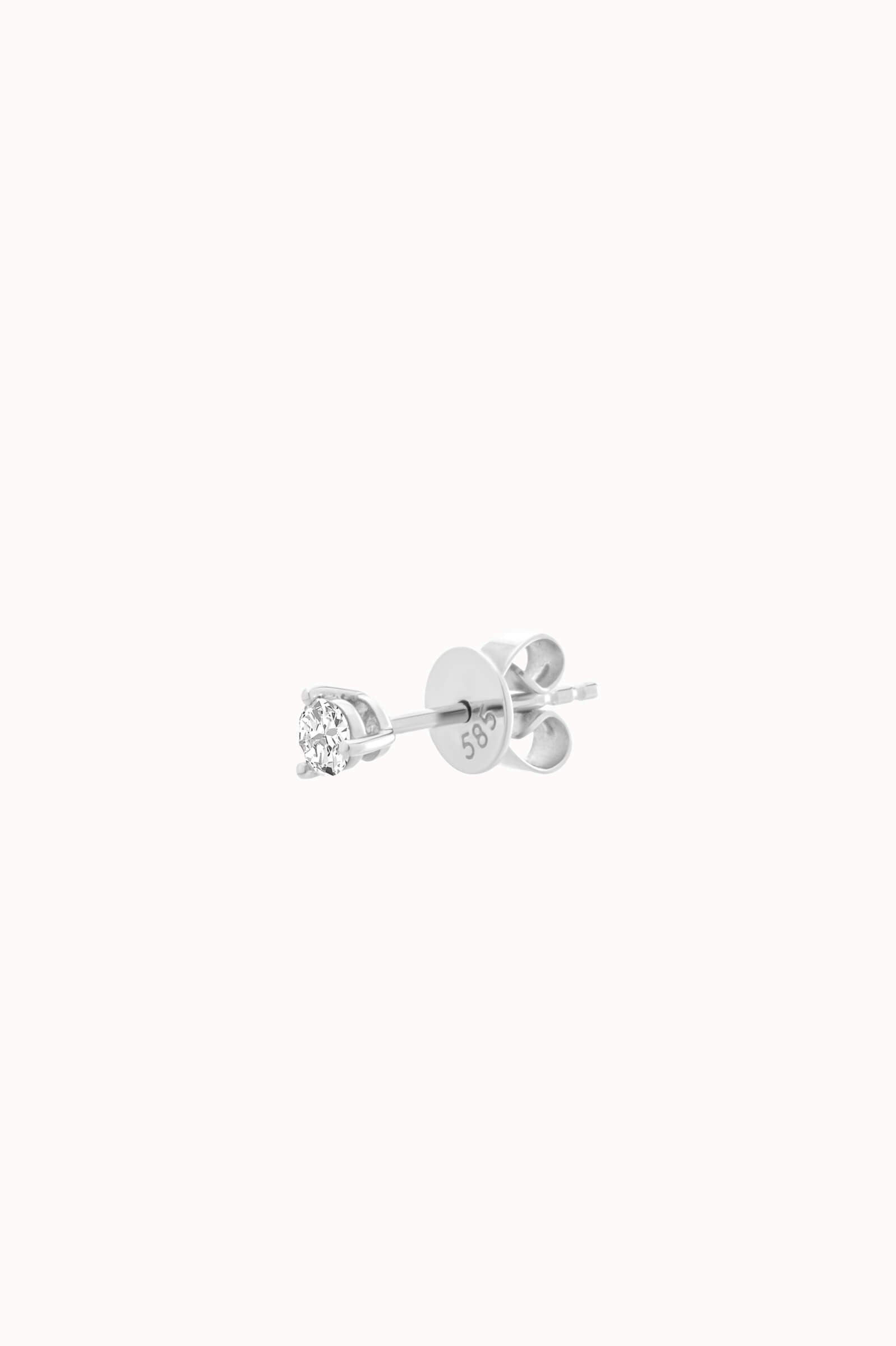Round Diamond Stud Earrings - Solid White Gold - Astra