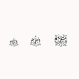 Astra round diamond stud earrings in solid white gold by Anate, size comparison shot