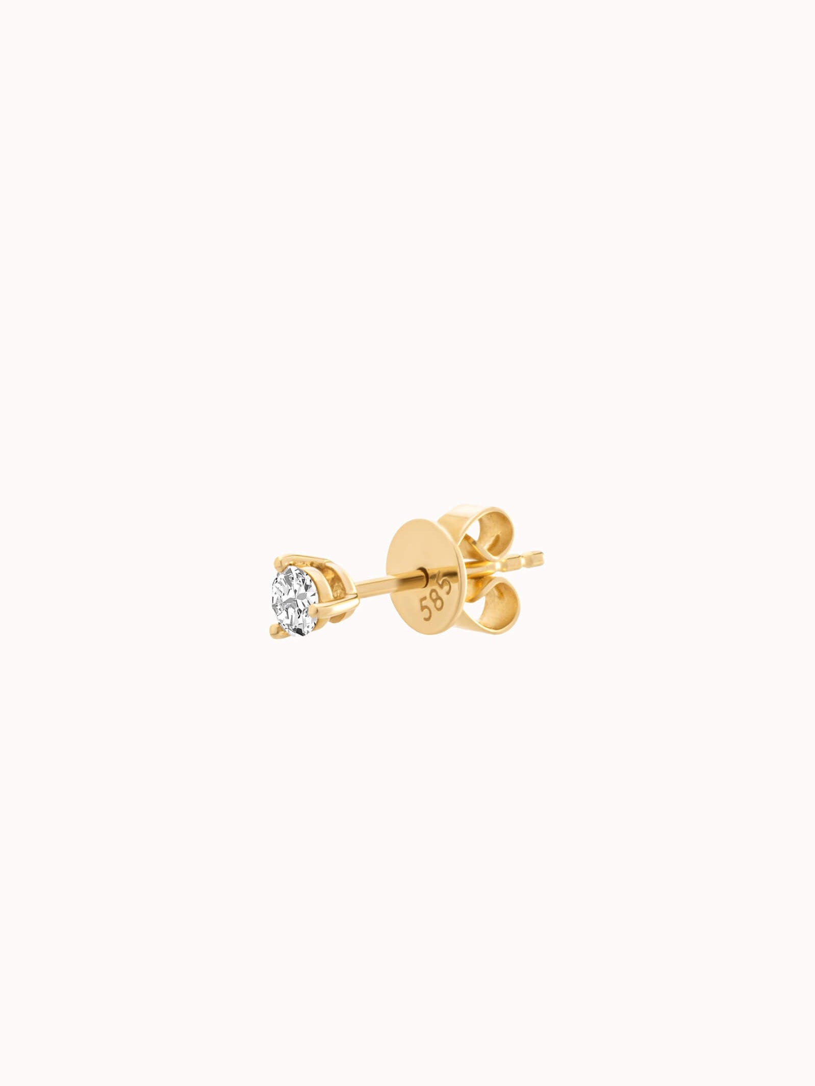 Round Diamond Stud Earrings - Solid Yellow Gold - Astra