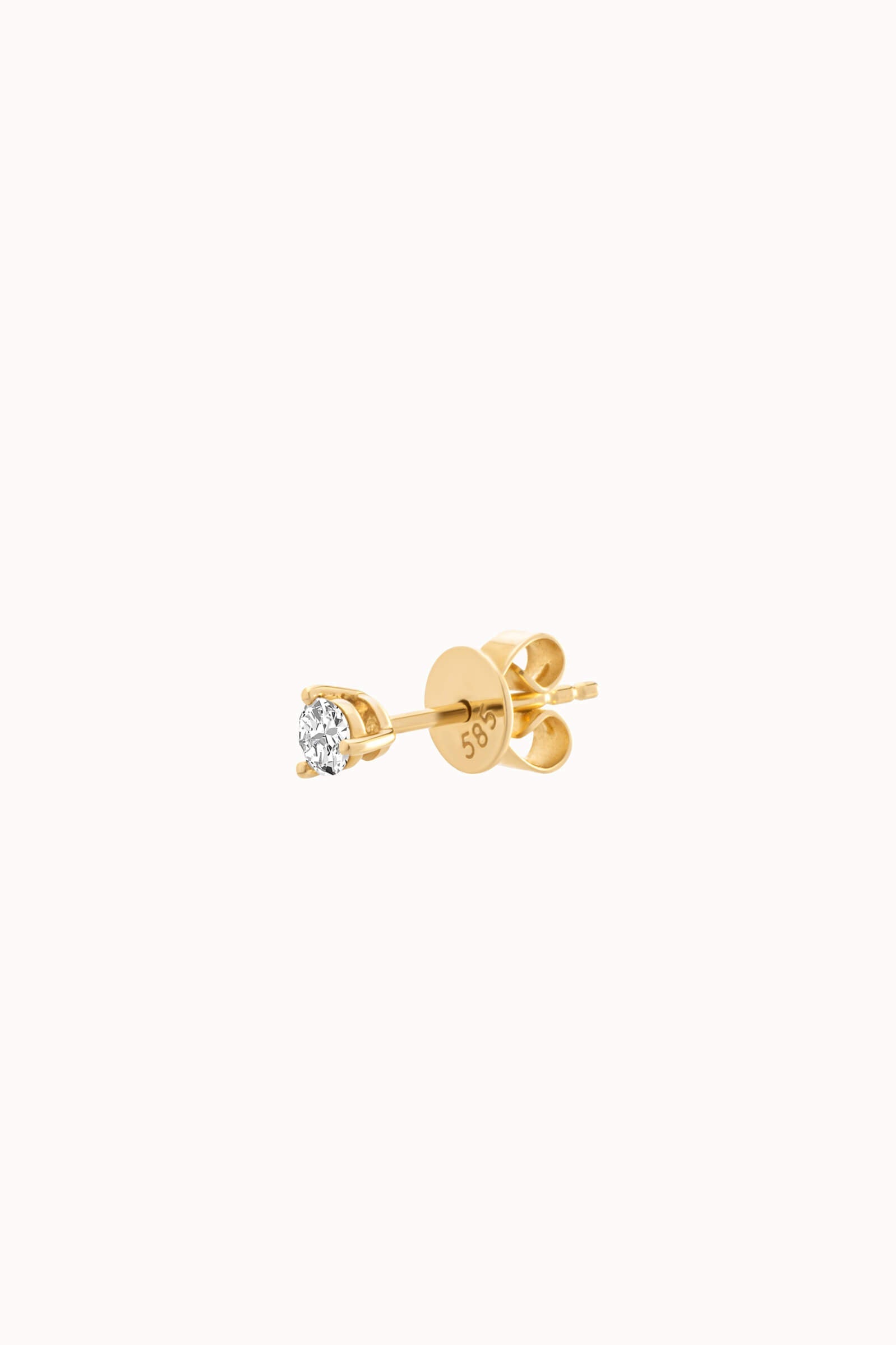 Round Diamond Stud Earrings - Solid Yellow Gold - Astra