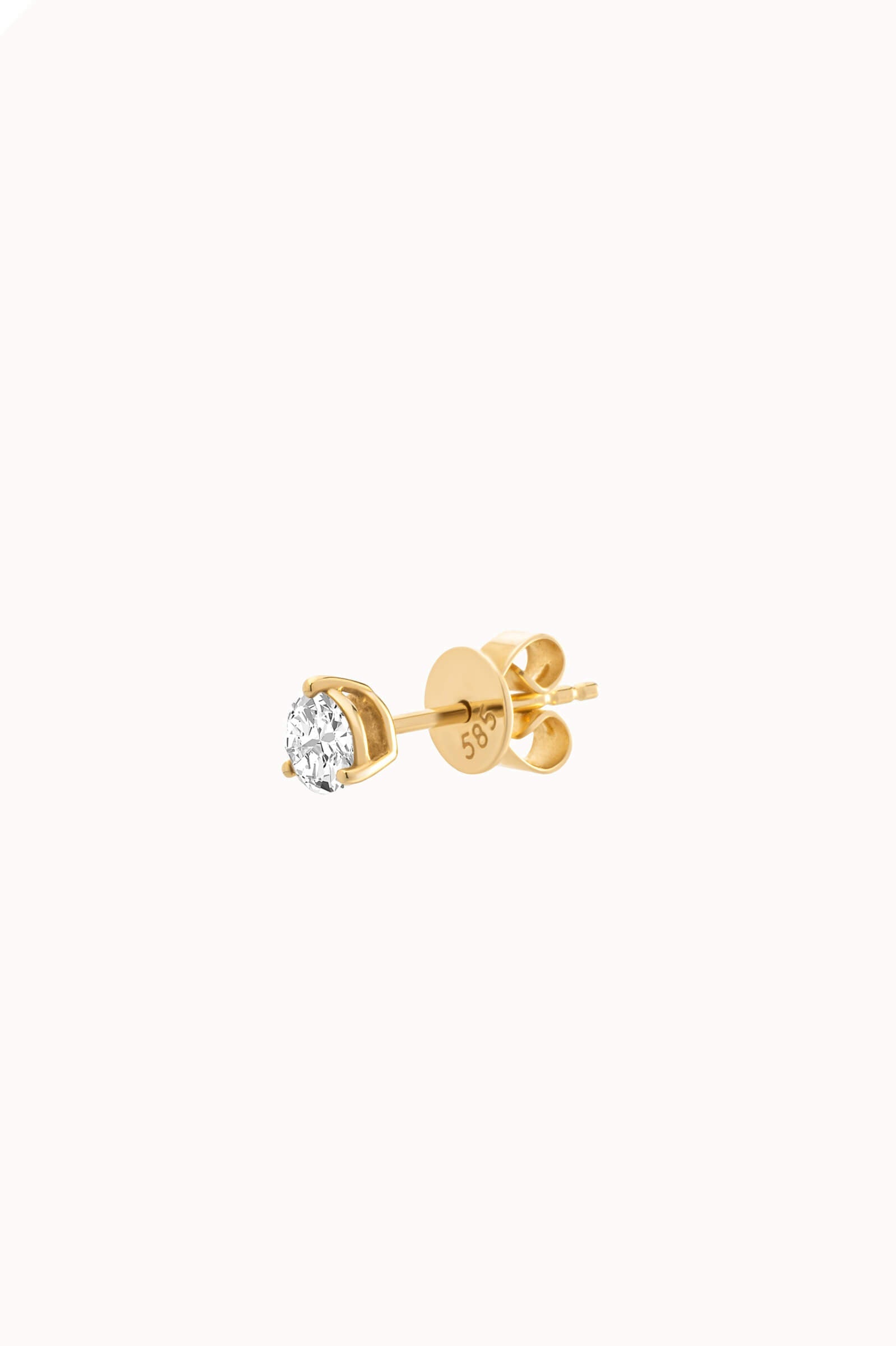 Round Diamond Stud Earrings - Solid Yellow Gold - Astra