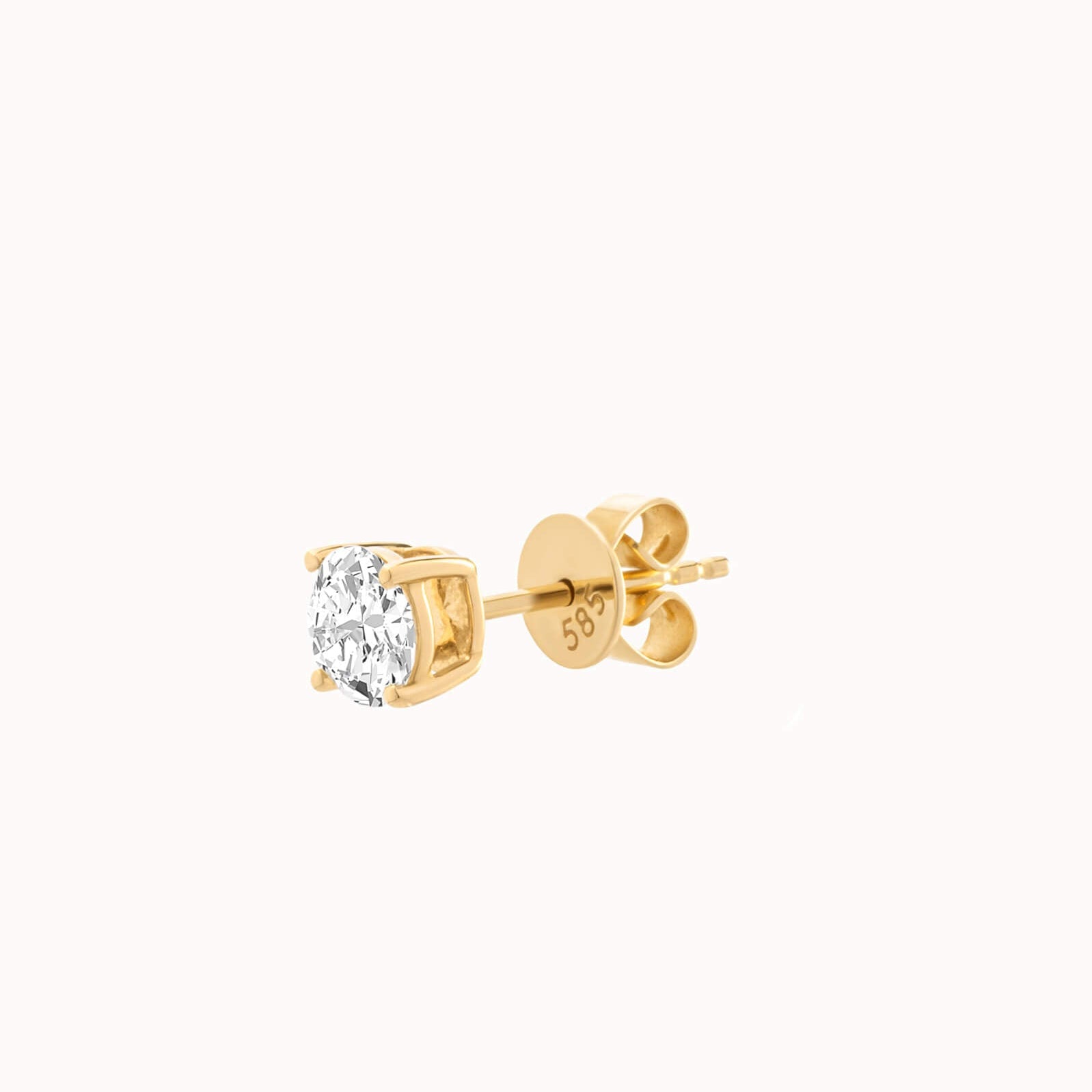 Round Diamond Stud Earrings - Solid Yellow Gold - Astra
