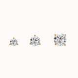 Astra round diamond stud earrings in solid yellow gold by Anate, size comparison shot