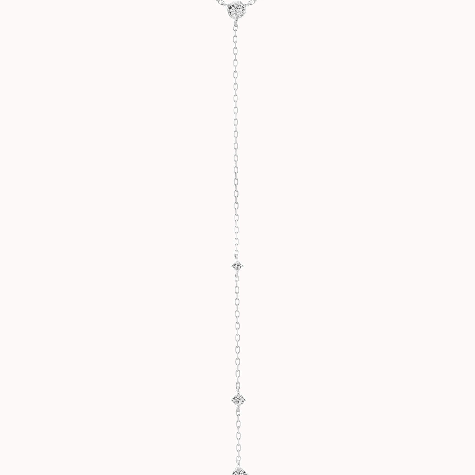 Luna round diamond tie necklace in solid white gold by Anate, close-up of the pendant
