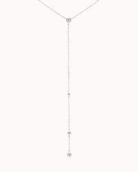 Round Diamond Tie Necklace - Solid White Gold - Luna