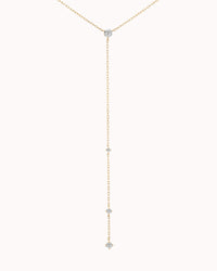 Round Diamond Tie Necklace - Solid Yellow Gold - Luna