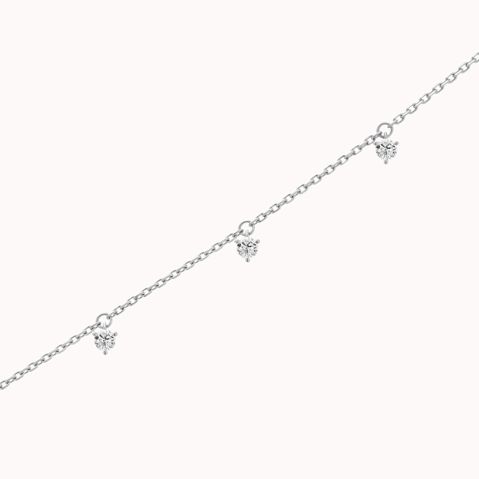 Tria three diamond bracelet in solid white gold by Anate, three-quarter angle view