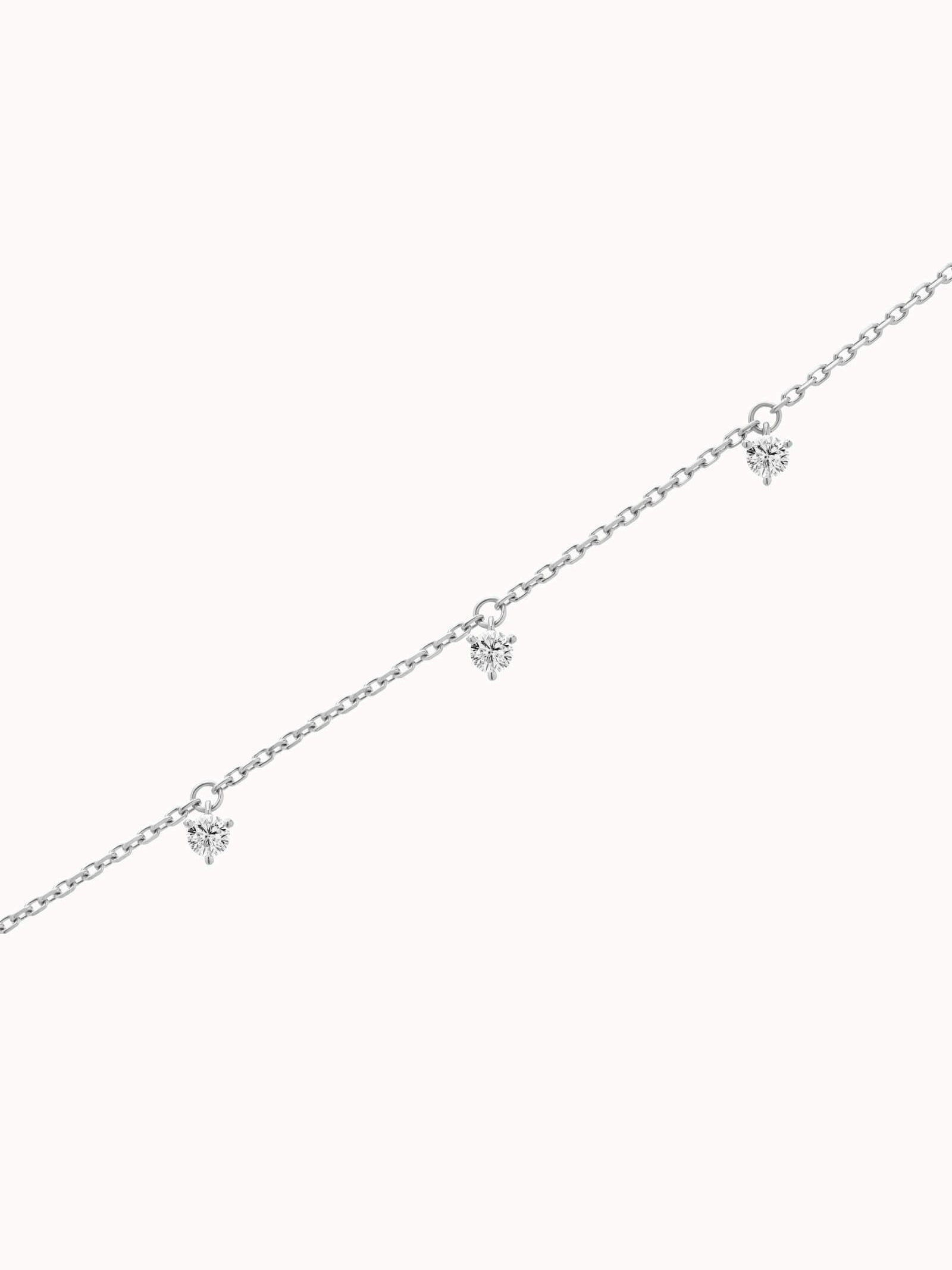 Tria three diamond bracelet in solid white gold by Anate, three-quarter angle view