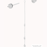 Aura round diamond drop earrings in solid white gold by Anate, flat-lay studio shot