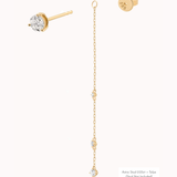 Aura round diamond drop earrings in solid yellow gold by Anate, flat-lay studio shot