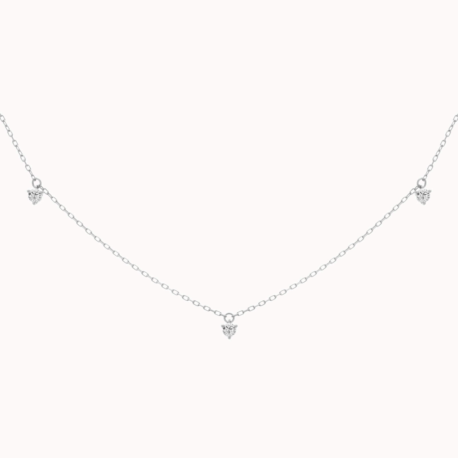 Elio three diamond necklace in solid white gold by Anate, front view