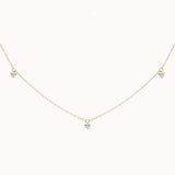 Elio three diamond necklace in solid yellow gold by Anate, front view